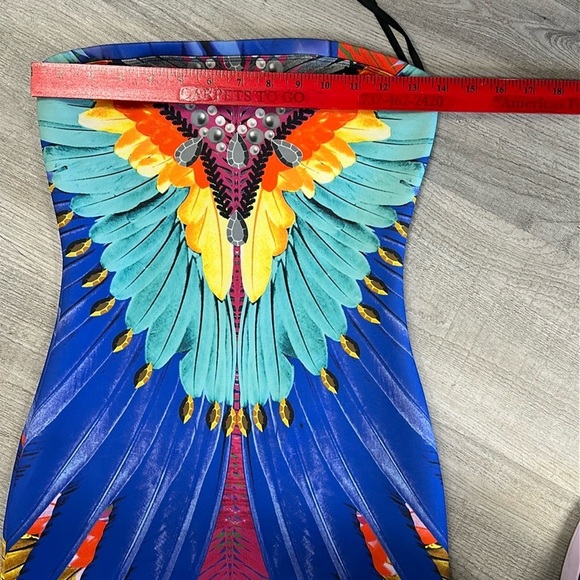 Hale Bob Blue and Green Sheath Midi Dress Spaghetti Strap - Picture 5 of 10